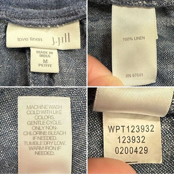 J. Jill 100% Linen Blue Chambray Pull On Ankle Pants - Picture 11 of 12